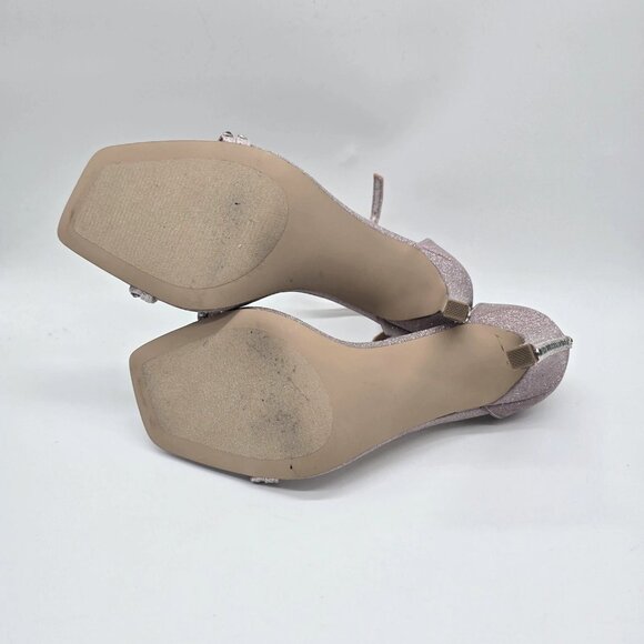 Steve Madden Colette Heels 8.5M Sparkle Blush Rhinestone Strappy - Picture 11 of 15